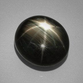 Saphir étoilé noir naturelle coupe ovale, 32,25 ct, opaque