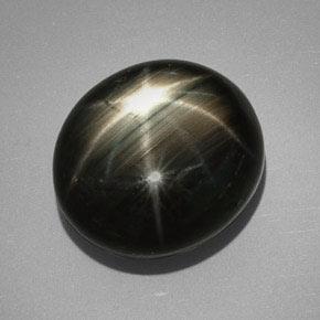 Saphir étoilé noir naturelle coupe ovale, 32,25 ct, opaque
