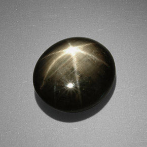 Saphir étoilé noir naturelle coupe ovale, 9,85 ct, opaque