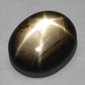 Saphir étoilé noir naturelle coupe ovale, 20,32 ct, opaque