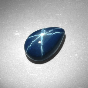 Saphir étoilé bleue naturelle en forme de poire, 7,22 ct, opaque