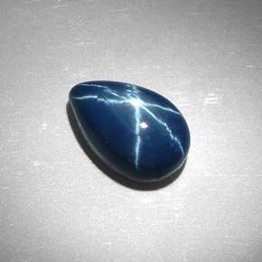 Saphir étoilé bleue naturelle en forme de poire, 7,22 ct, opaque