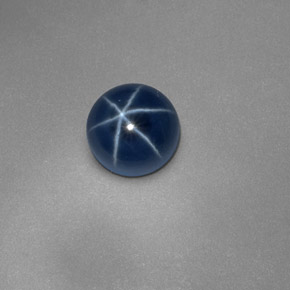 Saphir étoilé bleue naturelle coupe roude, 1,27 ct, opaque