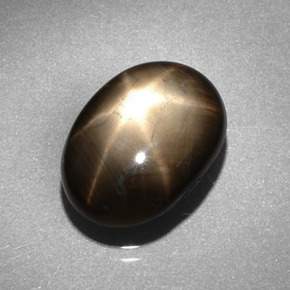 Saphir étoilé noir naturelle coupe ovale, 6,62 ct, opaque