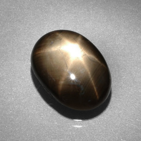 Saphir étoilé noir naturelle coupe ovale, 6,62 ct, opaque