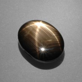 Saphir étoilé noir naturelle coupe ovale, 7,53 ct, opaque