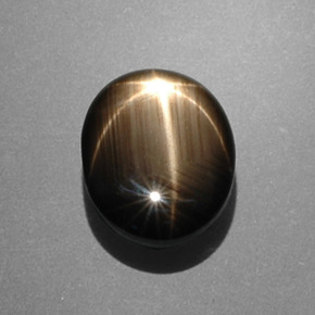 Saphir étoilé noir naturelle coupe ovale, 7,53 ct, opaque