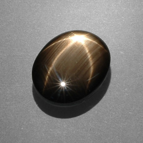 Saphir étoilé noir naturelle coupe ovale, 7,53 ct, opaque