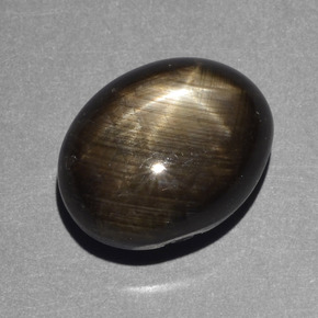 Saphir étoilé noir naturelle coupe ovale, 10,43 ct, opaque