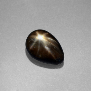 Saphir étoilé noir naturelle en forme de poire, 2,34 ct, opaque