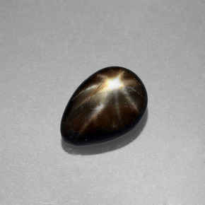 Saphir étoilé noir naturelle en forme de poire, 2,34 ct, opaque
