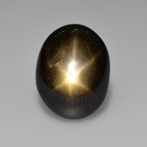 Saphir étoilé noir naturelle coupe ovale, 4,65 ct, opaque