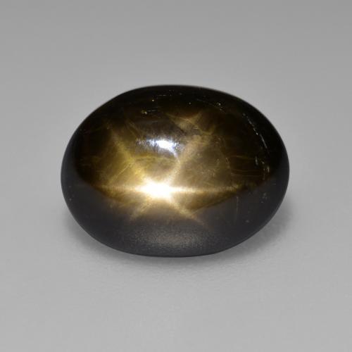 Saphir étoilé noir naturelle coupe ovale, 4,65 ct, opaque