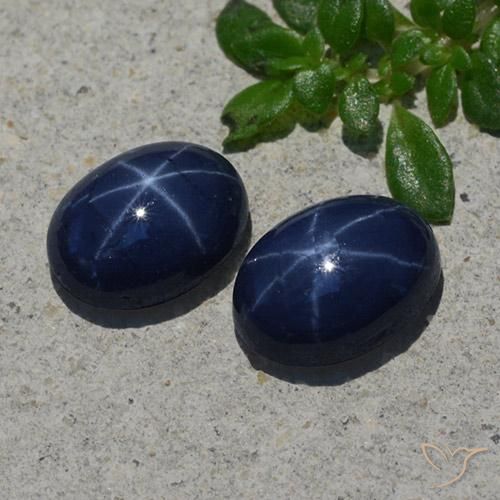 2.50ctw Naturel Bleu foncé Saphir étoilé, ovale, Opaque