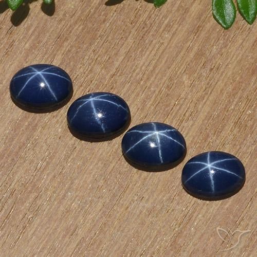 5.23ctw Naturel Bleu marine Saphir étoilé, ovale, Opaque