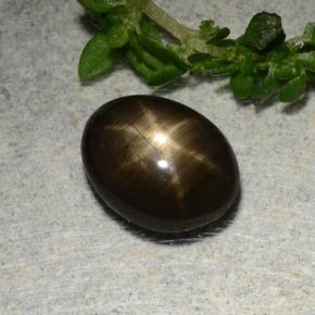 Saphir étoilé noir naturelle coupe ovale, 1,97 ct, opaque