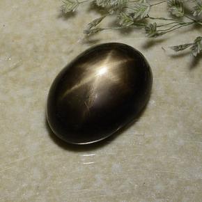 Saphir étoilé noir naturelle coupe ovale, 3,10 ct, opaque