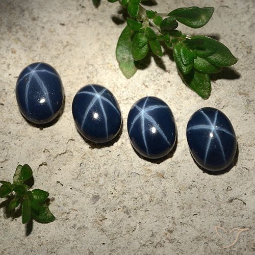 5.43ctw Naturel Bleu foncé Saphir étoilé, ovale, Opaque