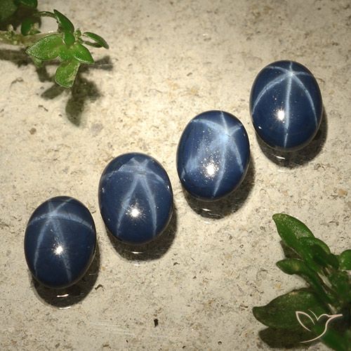 3.44ctw Naturel Bleu marine profond Saphir étoilé, ovale, Opaque
