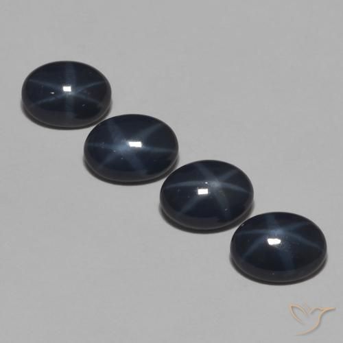 4.68ctw Naturel Bleu foncé Saphir étoilé, ovale, Opaque
