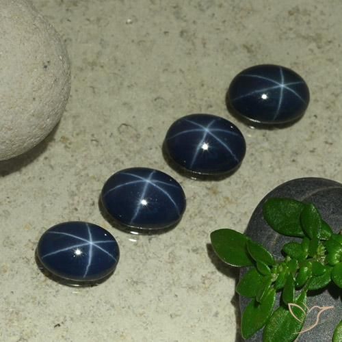 4.03ctw Naturel Bleu foncé Saphir étoilé, ovale, Opaque