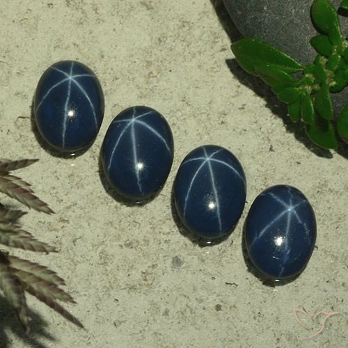 3.39ctw Naturel Bleu marine profond Saphir étoilé, ovale, Opaque