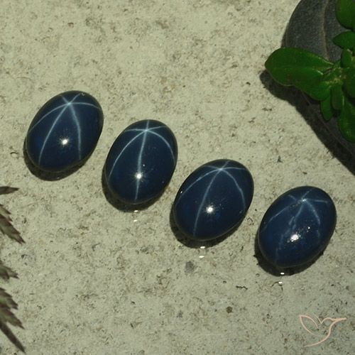 4.04ctw Naturel Bleu foncé Saphir étoilé, ovale, Opaque