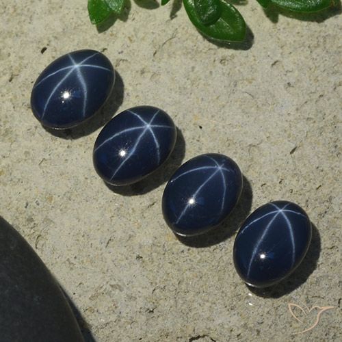 5.37ctw Naturel Bleu foncé Saphir étoilé, ovale, Opaque