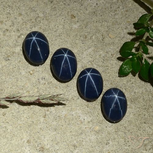 3.34ctw Naturel Bleu marine profond Saphir étoilé, ovale, Opaque