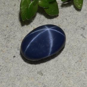Saphir étoilé bleue naturelle coupe ovale, 1,07 ct, opaque