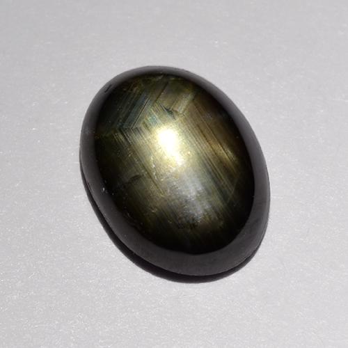 Saphir étoilé noir naturelle coupe ovale, 1,47 ct, opaque