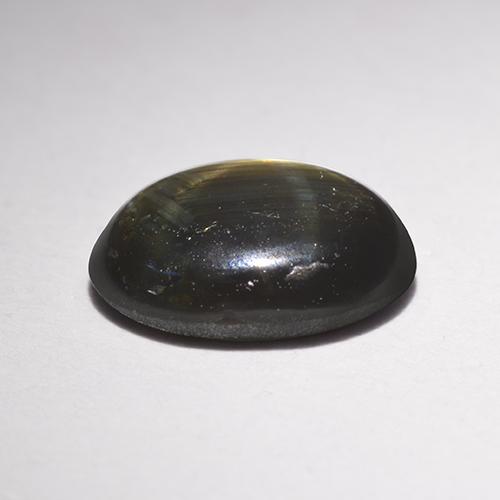 Saphir étoilé noir naturelle coupe ovale, 1,47 ct, opaque
