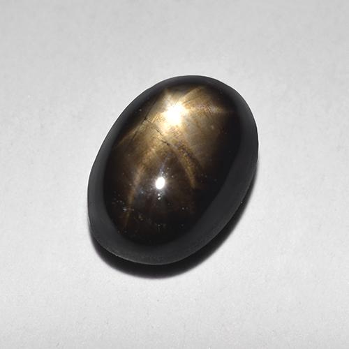 Saphir étoilé noir naturelle coupe ovale, 1,87 ct, opaque