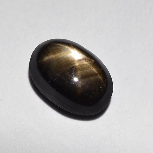 Saphir étoilé noir naturelle coupe ovale, 1,87 ct, opaque