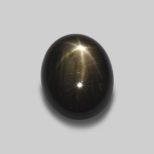 Saphir étoilé noir naturelle coupe ovale, 1,62 ct, opaque