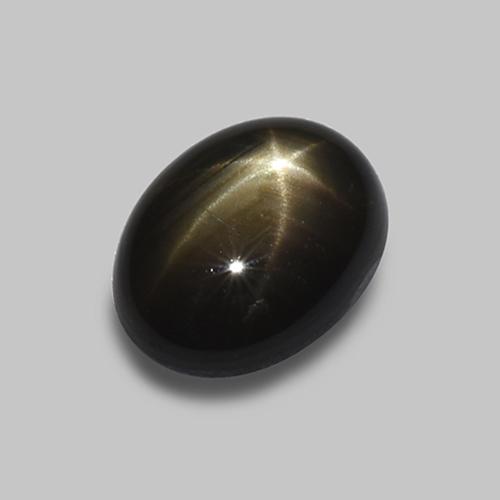 Saphir étoilé noir naturelle coupe ovale, 1,62 ct, opaque