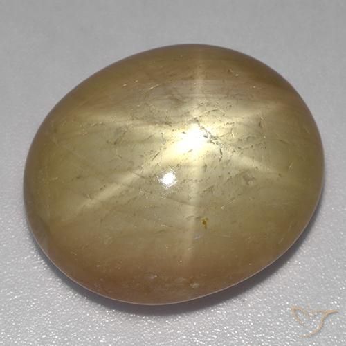 Saphir étoilé Doré orangé naturelle ovale, 32.87 ct, Opaque