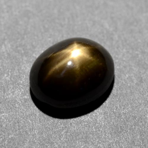 Saphir étoilé noir naturelle coupe ovale, 1,31 ct, opaque