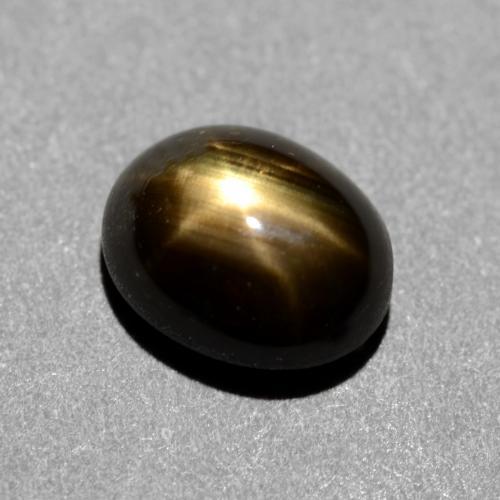 Saphir étoilé noir naturelle coupe ovale, 1,31 ct, opaque