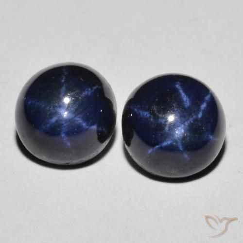 3.09ctw Naturel Bleu foncé Saphir étoilé, Tour, Opaque
