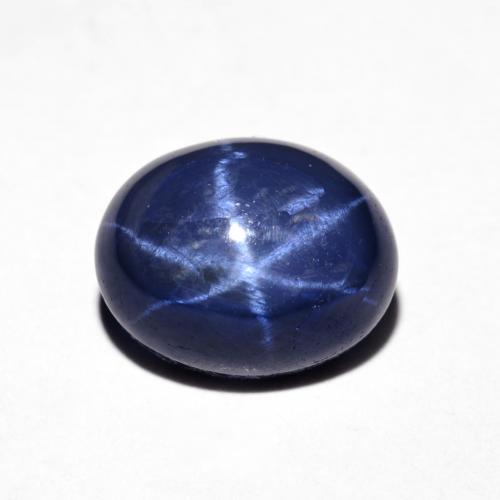 Saphir étoilé bleue naturelle coupe ovale, 4,74 ct, opaque