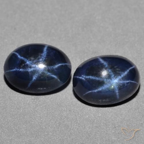 3.27ctw Naturel Bleu foncé Saphir étoilé, ovale, Opaque