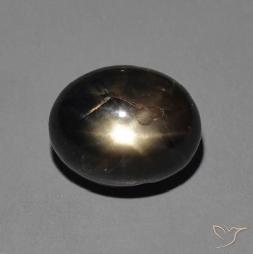 5.11ct Naturel Noir argenté grisâtre Saphir étoilé, ovale, Opaque