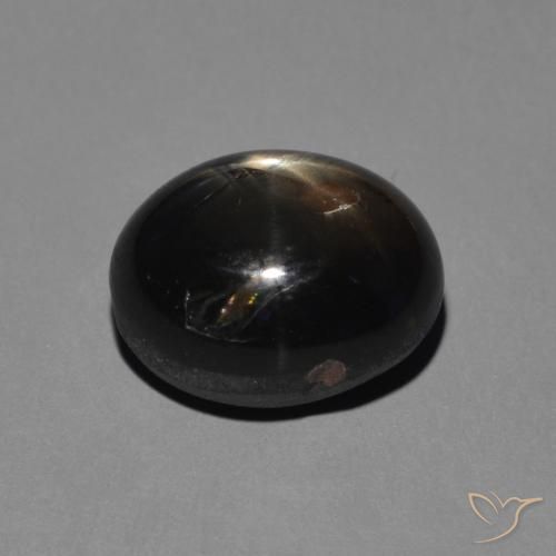 Saphir étoilé Noir argenté grisâtre naturelle ovale, 5.11 ct, Opaque