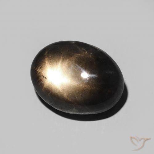 Saphir étoilé Noire naturelle ovale, 5.13 ct, Opaque