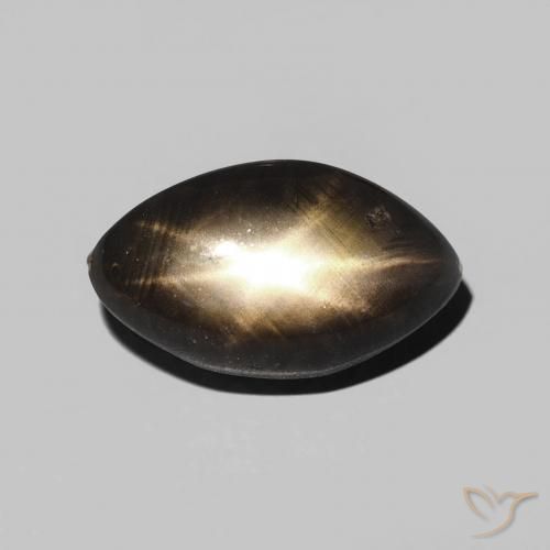 3.28ct Naturel Noire Saphir étoilé, Marquise, Opaque