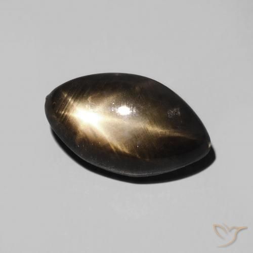 Saphir étoilé Noire naturelle Marquise, 3.28 ct, Opaque