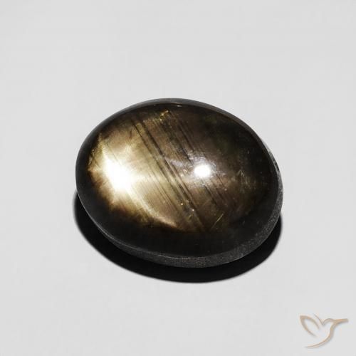 Saphir étoilé Noire naturelle ovale, 5.20 ct, Opaque
