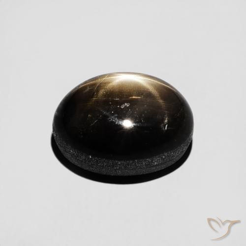 Saphir étoilé Noire naturelle ovale, 4.30 ct, Opaque