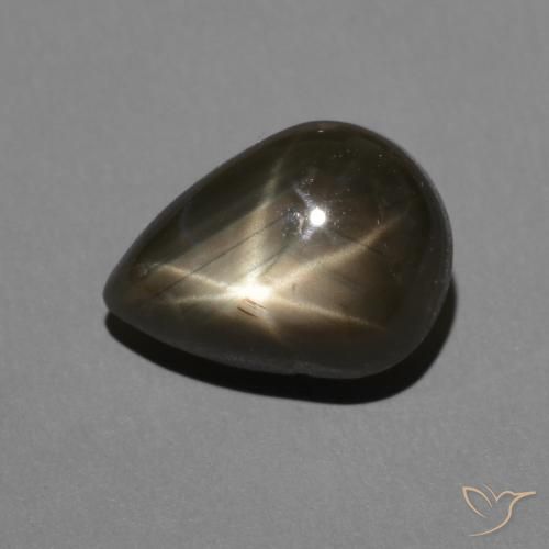 2.50ct Naturel Noire Saphir étoilé, En forme de poire, Opaque